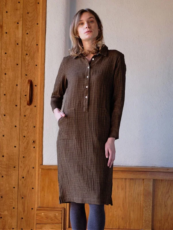 Tara Cotton Shirt Dress | Khaki Check Refined Women's Hand - crafted Refined Women's Hand - crafted Tara Cotton Shirt Dress | Khaki Check Refined Women's Hand - crafted Refined Women's Hand - crafted