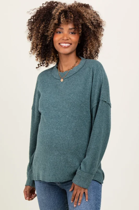 Light Olive Brushed Ribbed Knit Maternity Pullover Hip Women's Urban Hip Women's Urban Light Olive Brushed Ribbed Knit Maternity Pullover Hip Women's Urban Hip Women's Urban