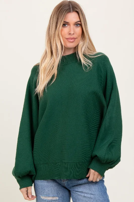 Forest Green Oversized Bubble Sleeve Sweater Dapper Women's 1920S Dapper Women's 1920S Forest Green Oversized Bubble Sleeve Sweater Dapper Women's 1920S Dapper Women's 1920S