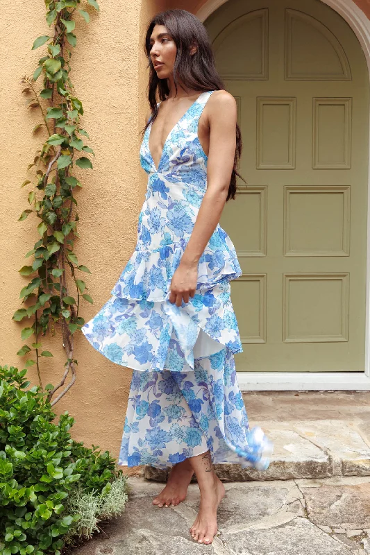 Veda Strappy Back Ruffle Midi Dress Floral Blue Sporty Women's Tennis Sporty Women's Tennis Veda Strappy Back Ruffle Midi Dress Floral Blue Sporty Women's Tennis Sporty Women's Tennis