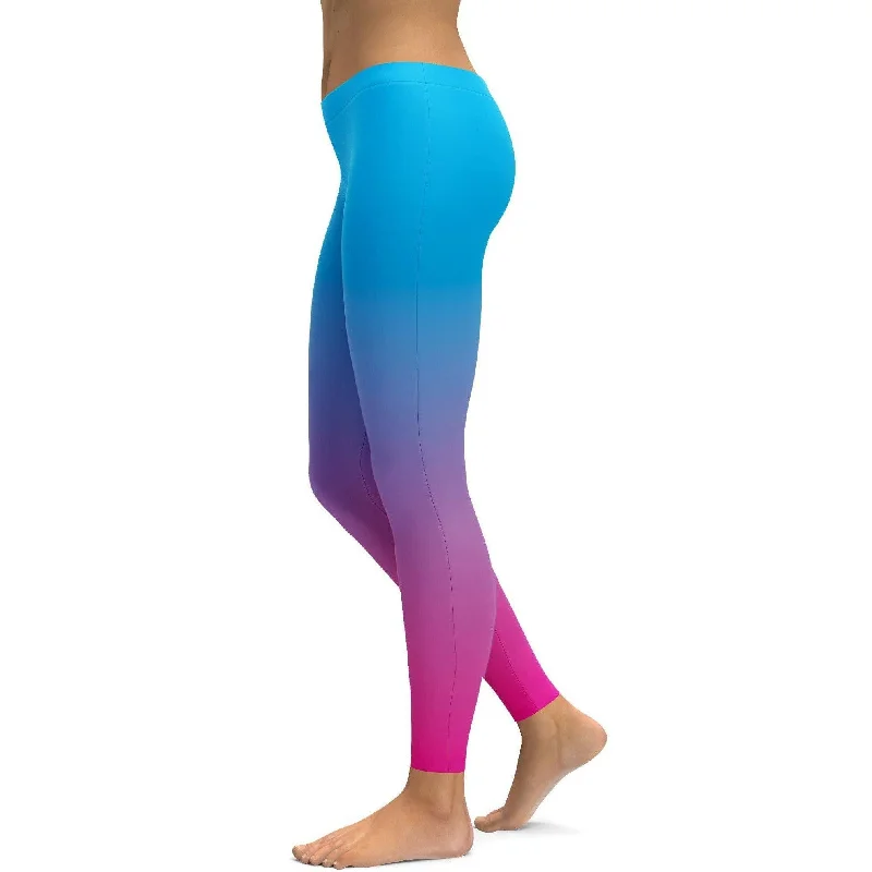 Ombre Blue to Pink Leggings Bohemian Women's Free Bohemian Women's Free