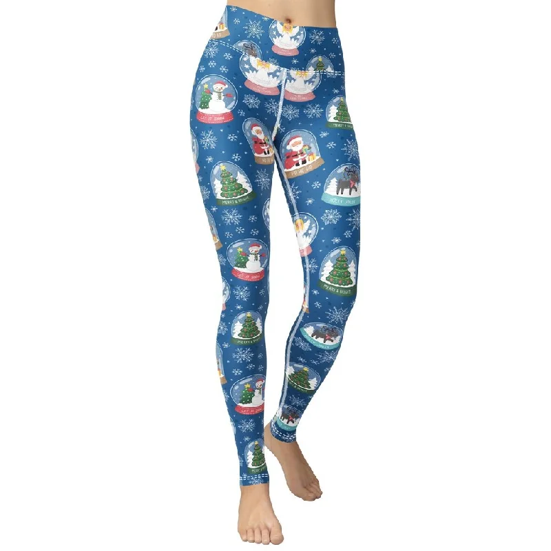 Snow Globe Pattern Yoga Leggings Unique Women's Upcycled Unique Women's Upcycled