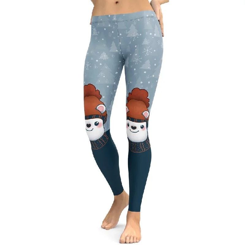 Cozy Cute Bear Leggings Minimalist Women's Casual Minimalist Women's Casual