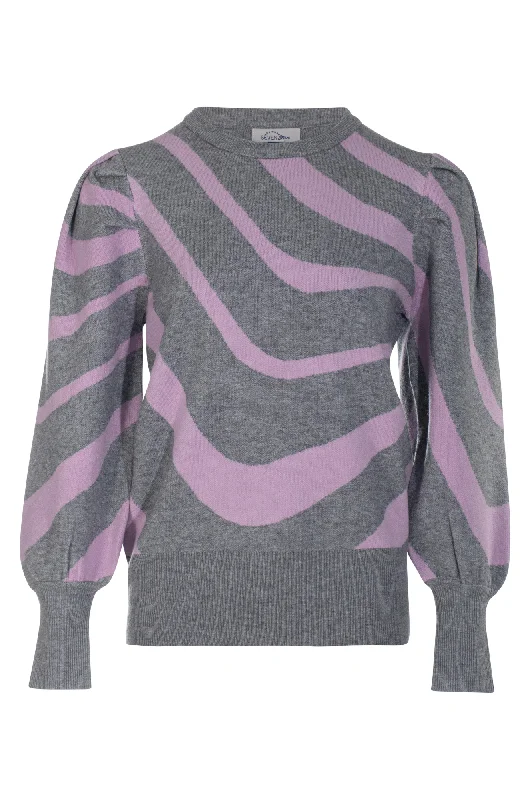 Puff sleeve Luxe Knit Jersey | Graphite Marle/Lilac | 7323ZZ Women Women