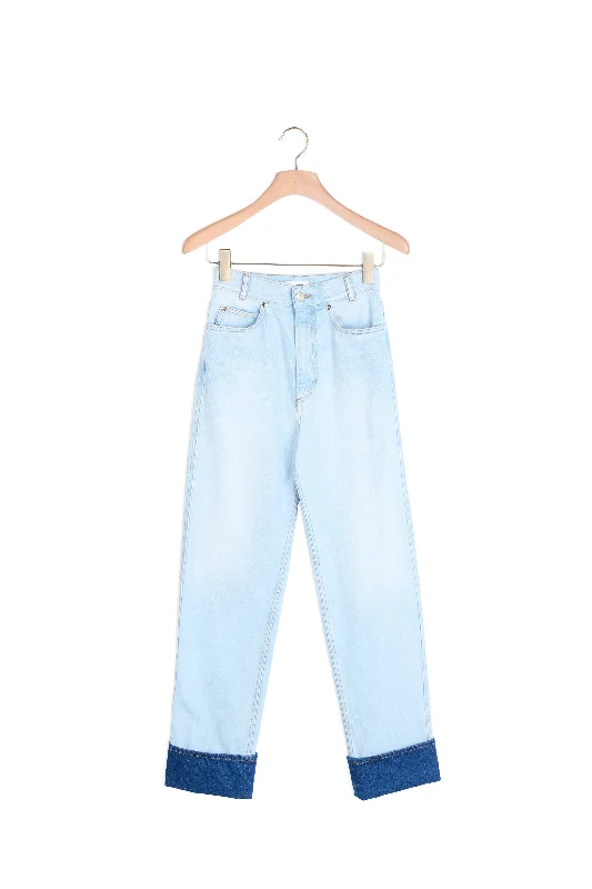 Jean délavé à revers contrasté Casual Women's Japanese  Casual Women's Japanese 