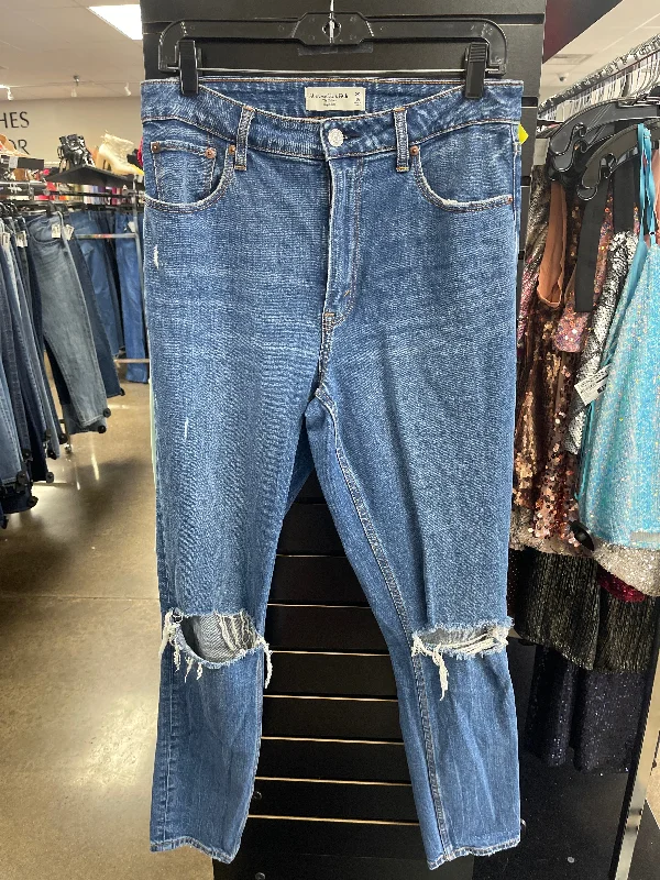 Jeans Straight By Abercrombie And Fitch In Blue Denim, Size: 8 Business Business