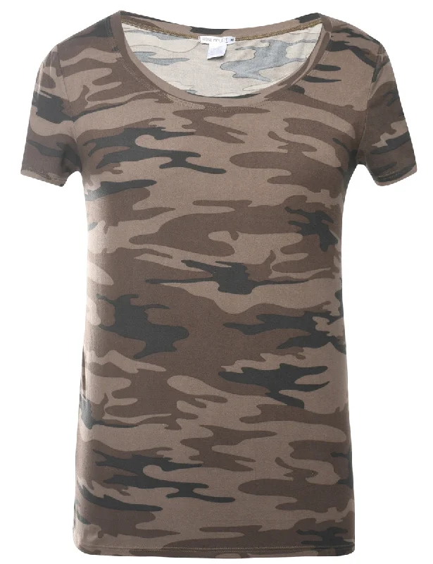 Camouflage Printed T-shirt - XS Laid - back Women's Style Laid - back Women's Style