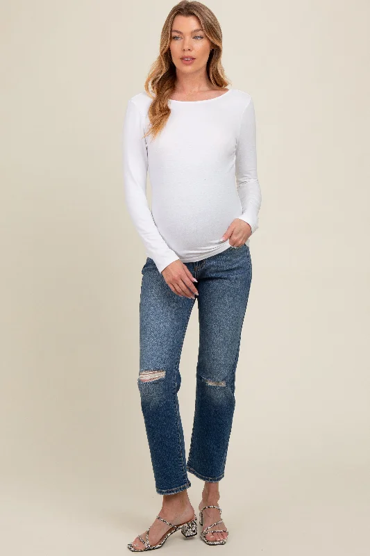 Blue Distressed Knee Slim Fit Maternity Jeans Unique Women's Upcycled Unique Women's Upcycled Blue Distressed Knee Slim Fit Maternity Jeans Unique Women's Upcycled Unique Women's Upcycled