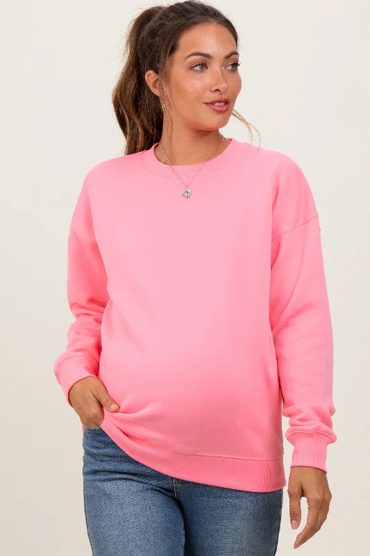 Pink Fleece Crew Neck Relaxed Fit Maternity Sweatshirt Practical Women's Quick - dry Practical Women's Quick - dry Pink Fleece Crew Neck Relaxed Fit Maternity Sweatshirt Practical Women's Quick - dry Practical Women's Quick - dry