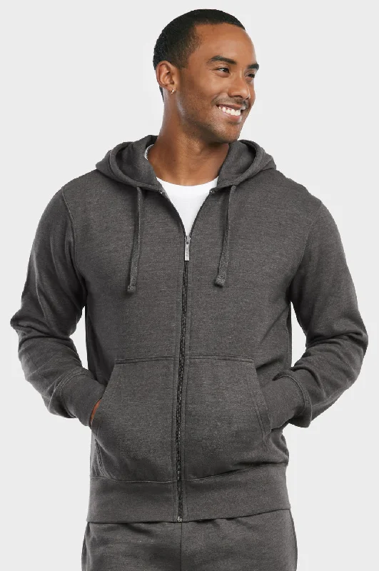 ET TU MEN'S LIGHTWEIGHT FLEECE ZIPPER HOODIE (HD2020E_CH-GR) Trendy Women's Oversized Trendy Women's Oversized