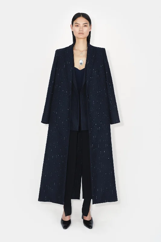Boyfriend Coat - Midnight & Creme Pinstripe Trendy Women's Oversized Trendy Women's Oversized Boyfriend Coat - Midnight & Creme Pinstripe Trendy Women's Oversized Trendy Women's Oversized