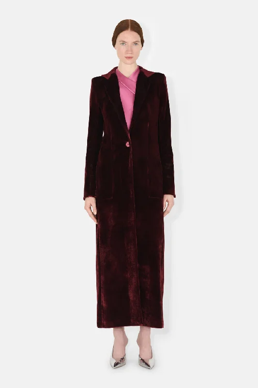 Sculpted Velvet Coat - Oxblood Laid - back Women's Vibe Laid - back Women's Vibe