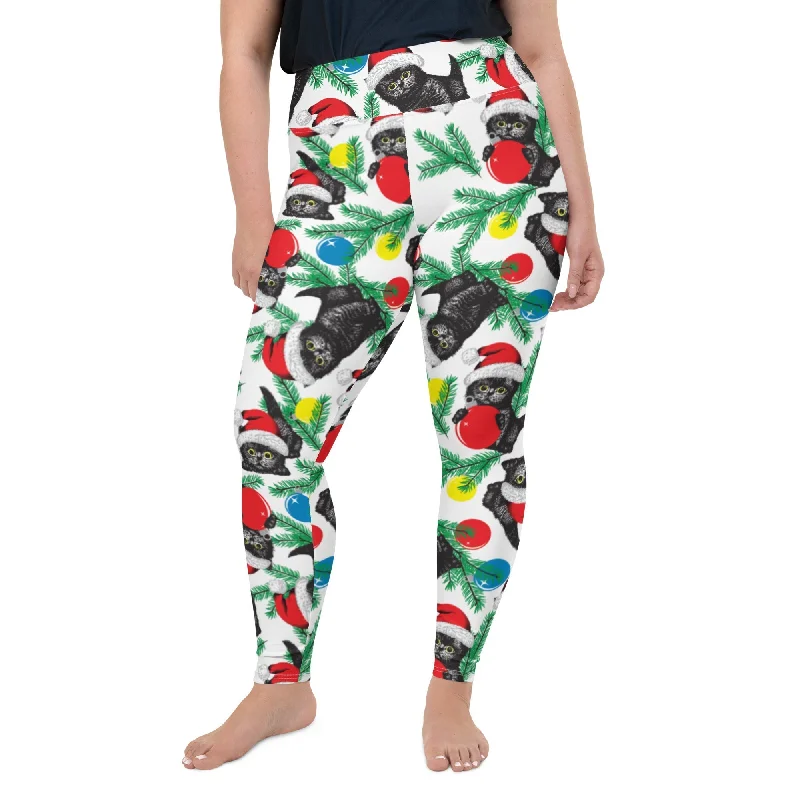 Cute Christmas Cat Plus Size Leggings Edgy Women's Punk Edgy Women's Punk