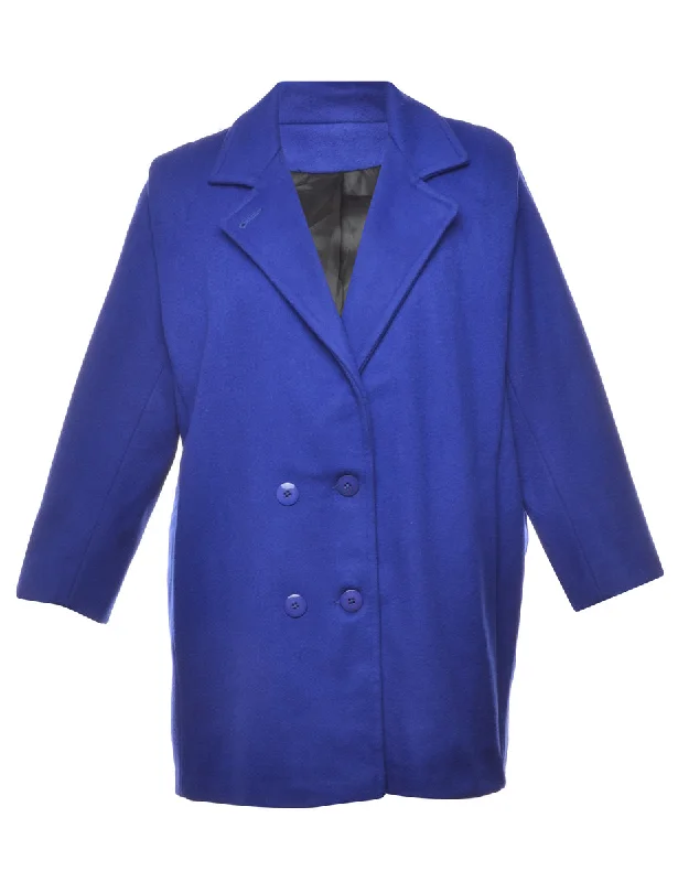 Classic Blue Wool Coat - L Bold Women's Statement Bold Women's Statement
