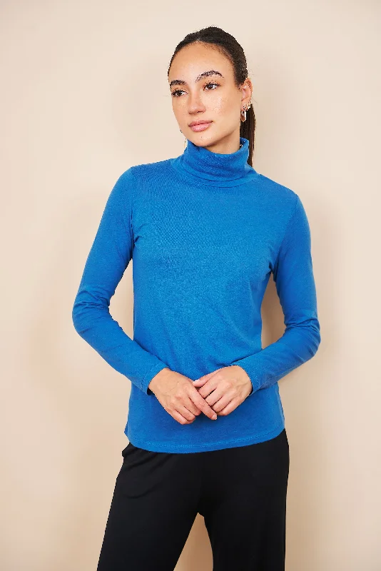 Majestic Cotton/Cashmere Long Sleeve Turtleneck in Bleu Roi/Royal Blue Youthful Women's Pop Youthful Women's Pop Majestic Cotton/Cashmere Long Sleeve Turtleneck in Bleu Roi/Royal Blue Youthful Women's Pop Youthful Women's Pop
