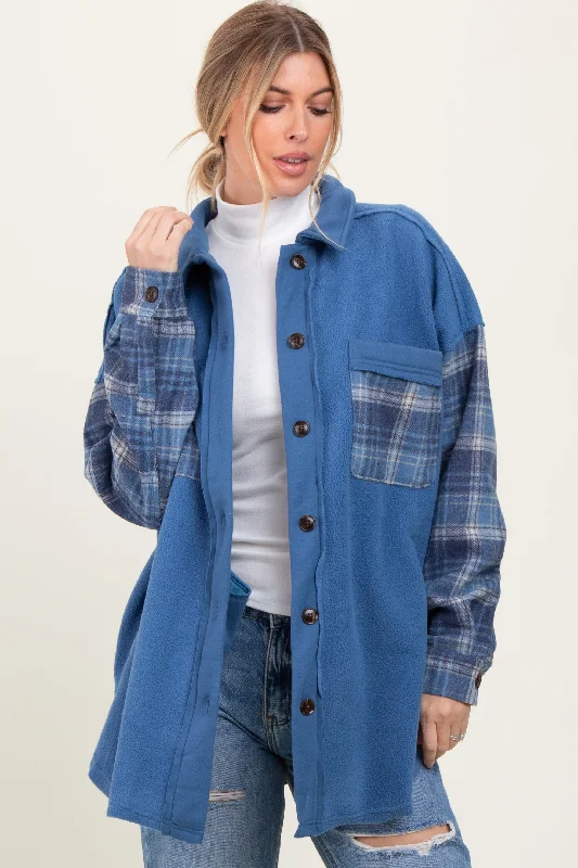 Blue Plaid Contrast Fleece Shacket Sophisticated Women's Tailored Sophisticated Women's Tailored Blue Plaid Contrast Fleece Shacket Sophisticated Women's Tailored Sophisticated Women's Tailored