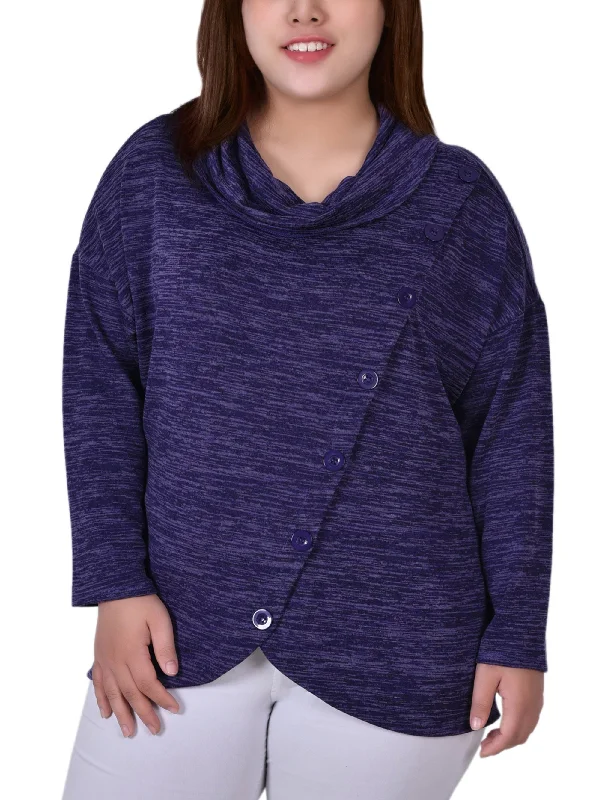 Plus Size Long Sleeve Cowl Neck Top With Button Detail Vintage Women's 1970S Vintage Women's 1970S Plus Size Long Sleeve Cowl Neck Top With Button Detail Vintage Women's 1970S Vintage Women's 1970S