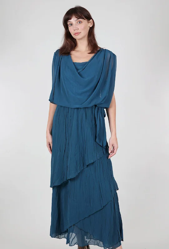 Long Blouson Dress, Moroccan Blue Elegant Women's  Elegant Women's 
