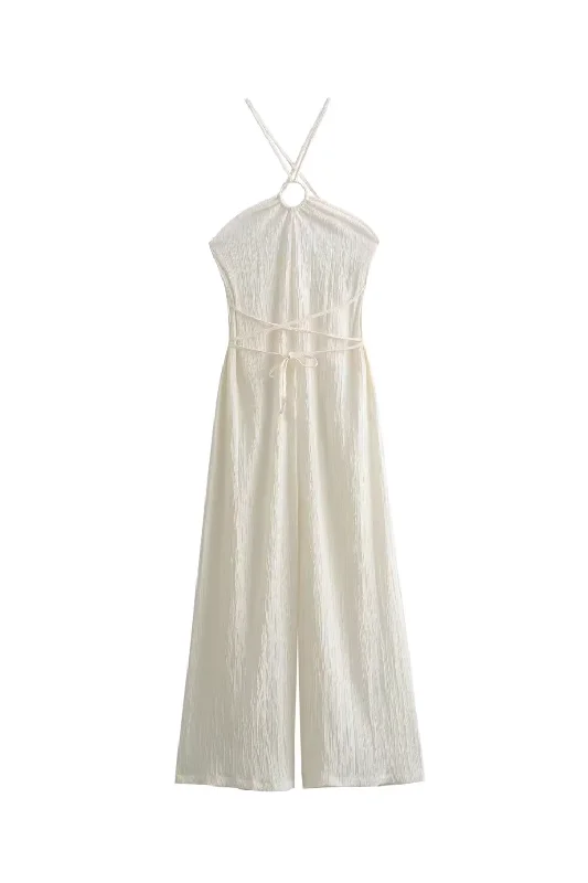 'Mandia' Textured Halter Jumpsuit Trendy Women's Oversized Trendy Women's Oversized