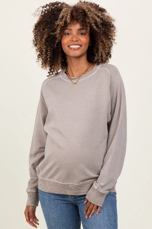 Mocha French Terry Vintage Wash Maternity Pullover Minimalist Women's Casual Minimalist Women's Casual Mocha French Terry Vintage Wash Maternity Pullover Minimalist Women's Casual Minimalist Women's Casual