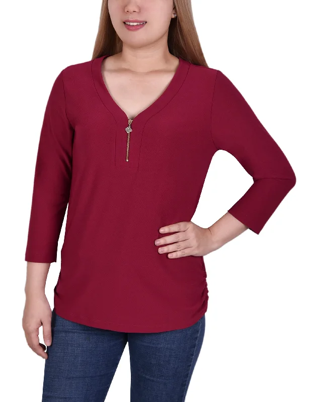 Plus Size Long Sleeve Crepe Knit V Neck Top With Zipper Tough Women's Military - inspired Tough Women's Military - inspired Plus Size Long Sleeve Crepe Knit V Neck Top With Zipper Tough Women's Military - inspired Tough Women's Military - inspired