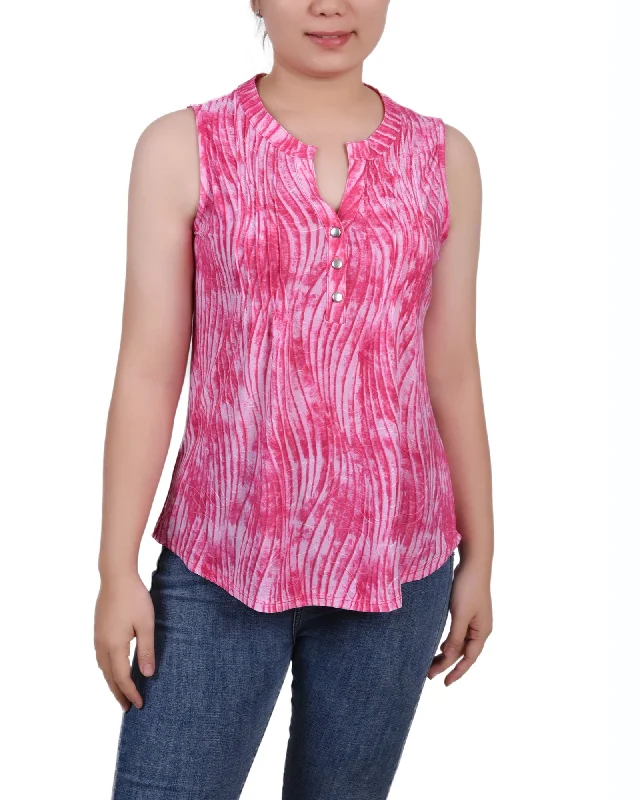 Sleeveless Jacquard Y Neck Top Streetwear Style for  Streetwear Style for 