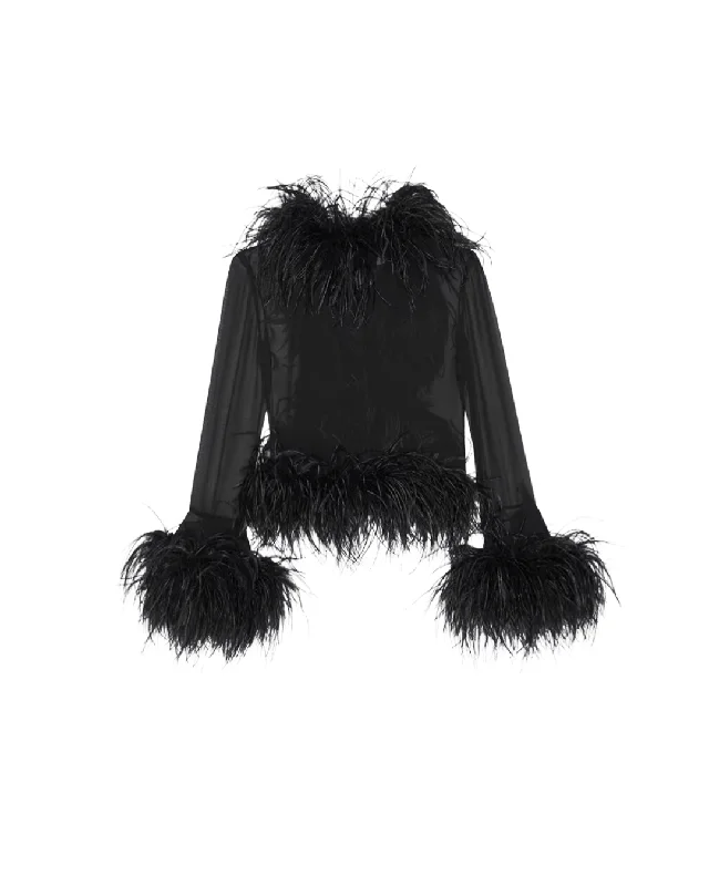 Chic Noir Feathered Cardigan Stylish Women's Neon Stylish Women's Neon