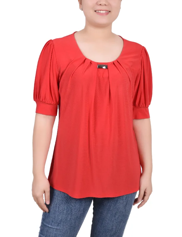 Short Sleeve Balloon Sleeve Top With Hardware Sleek Women's Metallic Sleek Women's Metallic Short Sleeve Balloon Sleeve Top With Hardware Sleek Women's Metallic Sleek Women's Metallic