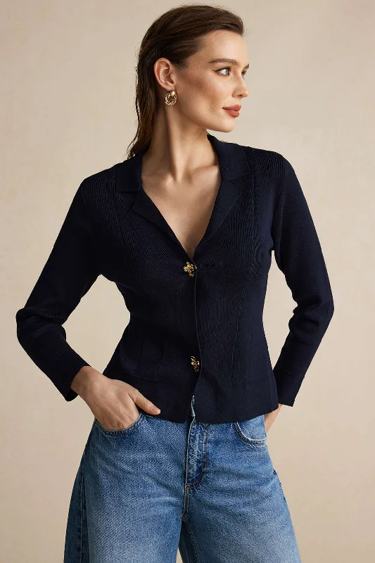 Sweater Button V-Neck Long-Sleeve Top Refined Women's Velvet Refined Women's Velvet
