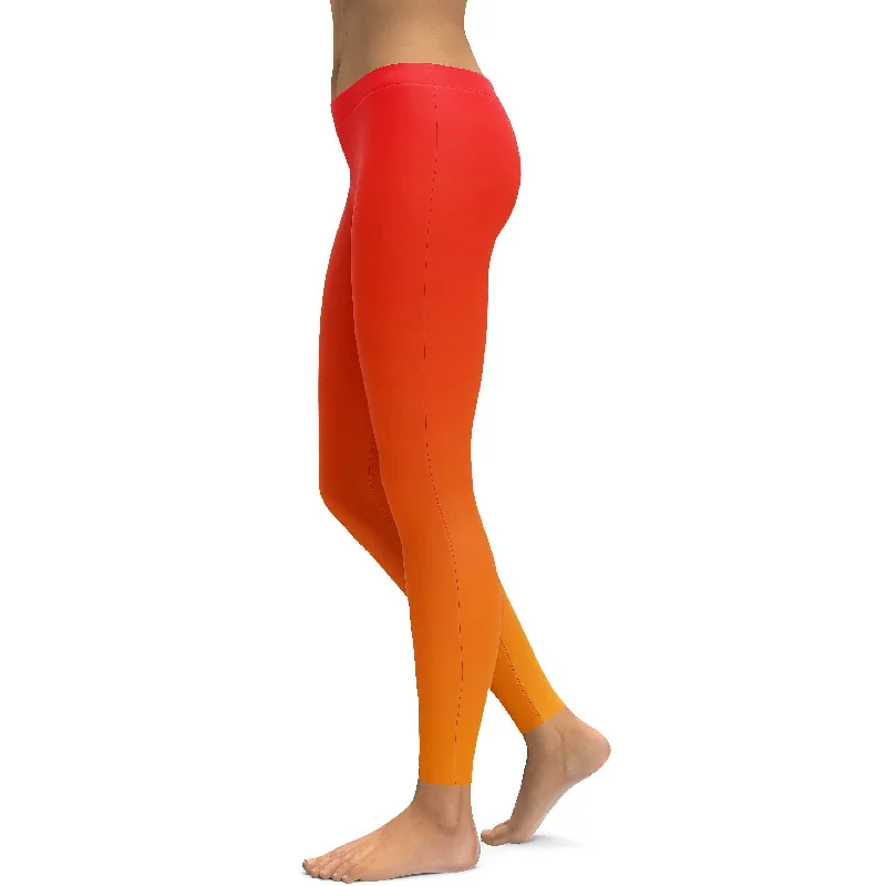 Ombre Hot Orange Leggings Preppy Women's College Preppy Women's College
