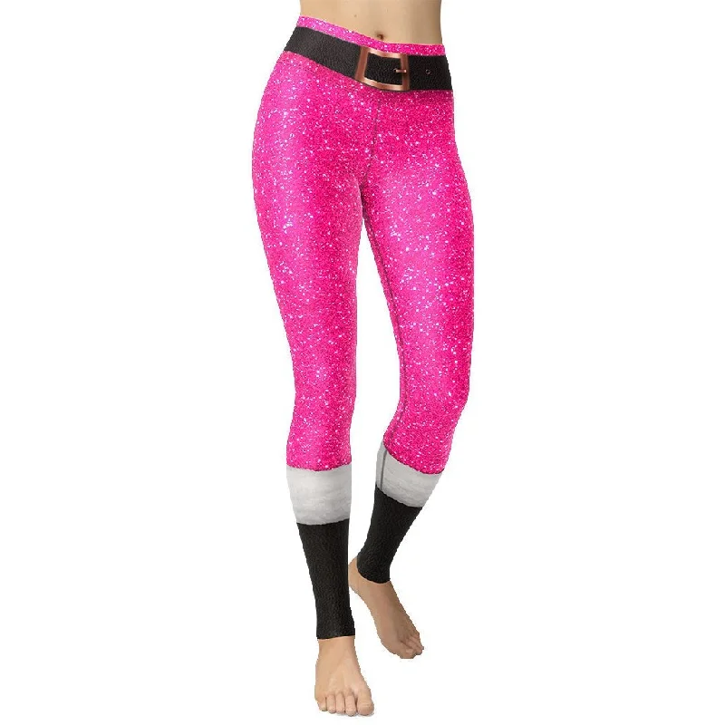 Pink Santa's Outfit Yoga Leggings Geometric Geometric