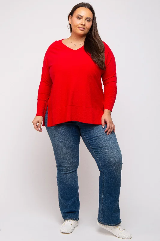Red Knit Long Dolman Sleeve Plus Top Cool Women's Distressed Cool Women's Distressed Red Knit Long Dolman Sleeve Plus Top Cool Women's Distressed Cool Women's Distressed