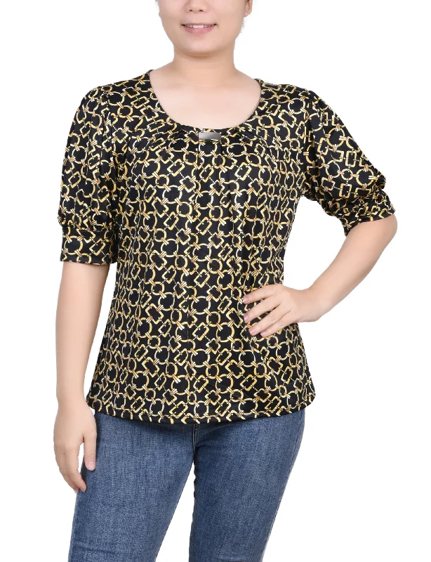 Short Sleeve Balloon Sleeve Top Elegant Women's Formal  Elegant Women's Formal 