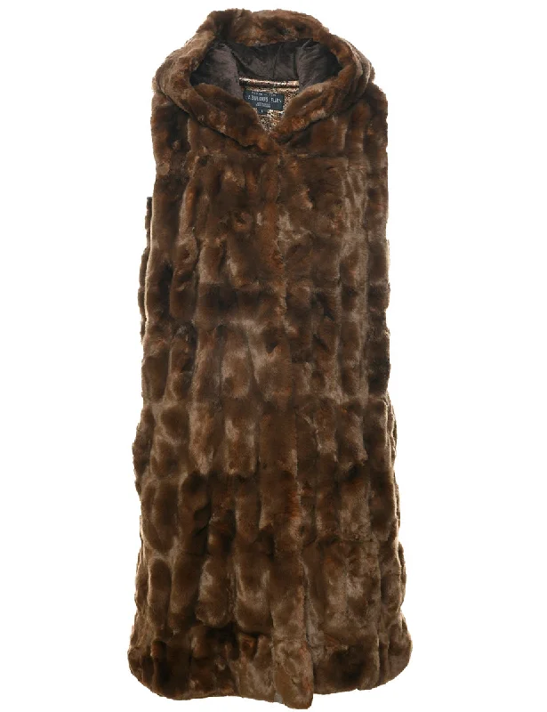 Dark Brown Faux Fur Coat - L Stylish Women's Neon Stylish Women's Neon
