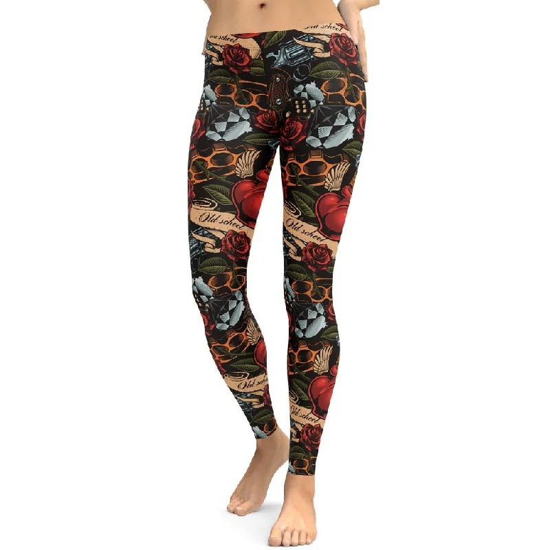 Vintage Tattoos Leggings Elegant Women's Formal  Elegant Women's Formal 