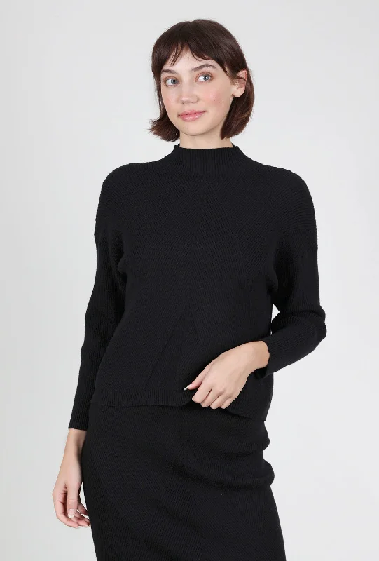 Ribbed Slim Mockneck Sweater, Black Confident Women's Power Confident Women's Power