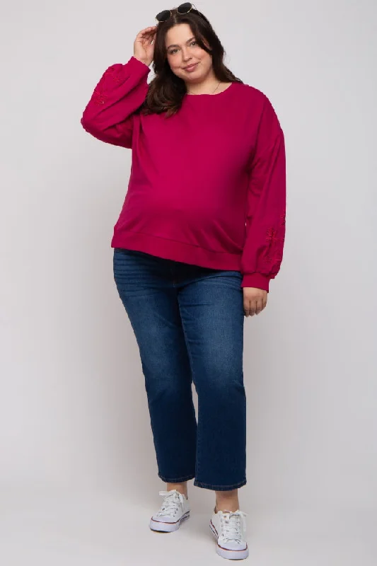 Magenta Embroidered Long Sleeve Plus Maternity Top Practical Women's Multi - Practical Women's Multi - Magenta Embroidered Long Sleeve Plus Maternity Top Practical Women's Multi - Practical Women's Multi -
