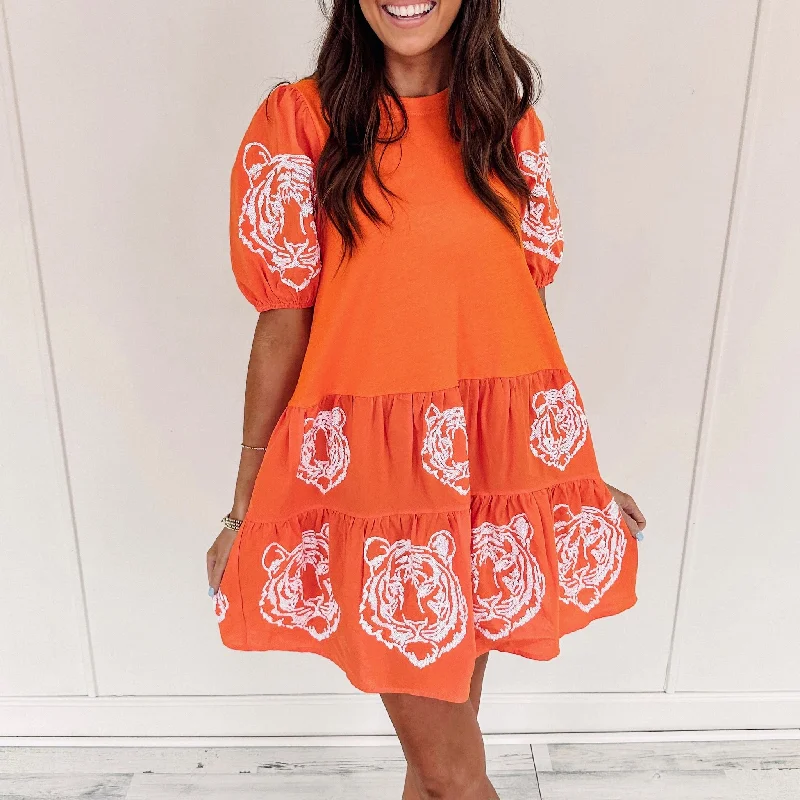 Tiger Babydoll Dress - Orange purpose purpose
