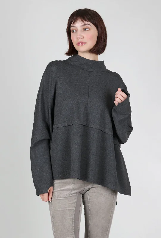 Oversized Funnel Ponte Top, Gray Streetwear Style for  Streetwear Style for 