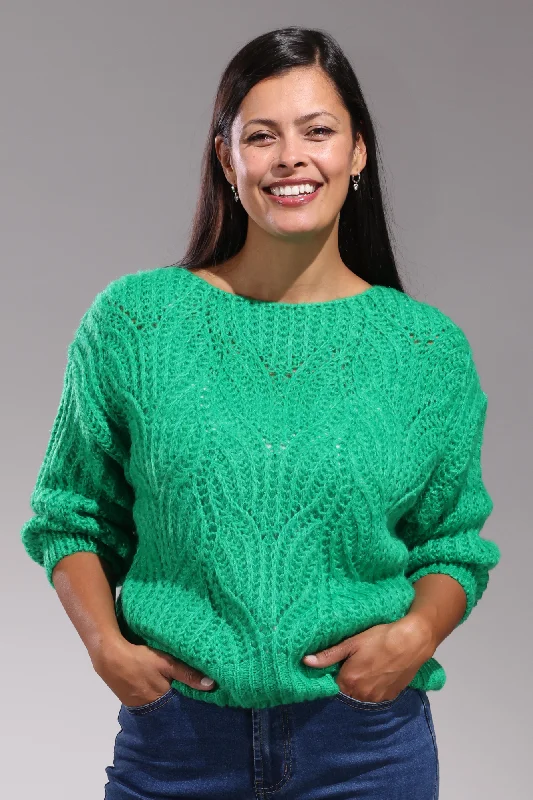 Cable knit Jersey Made in Italy | GREEN | 0401ZZ Refined Women's Classic Refined Women's Classic Cable knit Jersey Made in Italy | GREEN | 0401ZZ Refined Women's Classic Refined Women's Classic