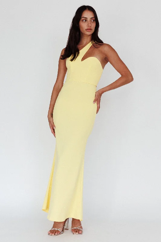 Shooting Stars One-Shoulder Maxi Dress Yellow Women Women
