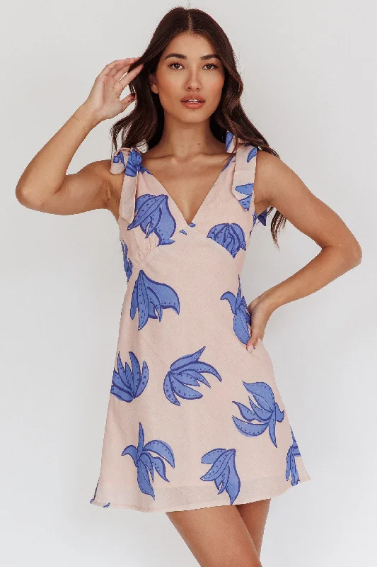 Mykonos Morning Tied Shoulder Mini Dress Plant Print Beige Laid - back Women's Vibe Laid - back Women's Vibe Mykonos Morning Tied Shoulder Mini Dress Plant Print Beige Laid - back Women's Vibe Laid - back Women's Vibe