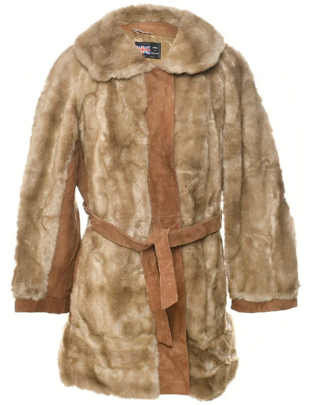 Light Brown Faux Fur Coat - M Australian Beach Australian Beach