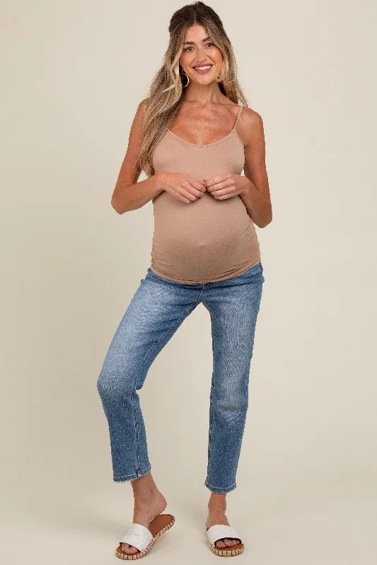 Blue Slim Straight Maternity Ankle Crop Jeans Trendy Women's  Trendy Women's 
