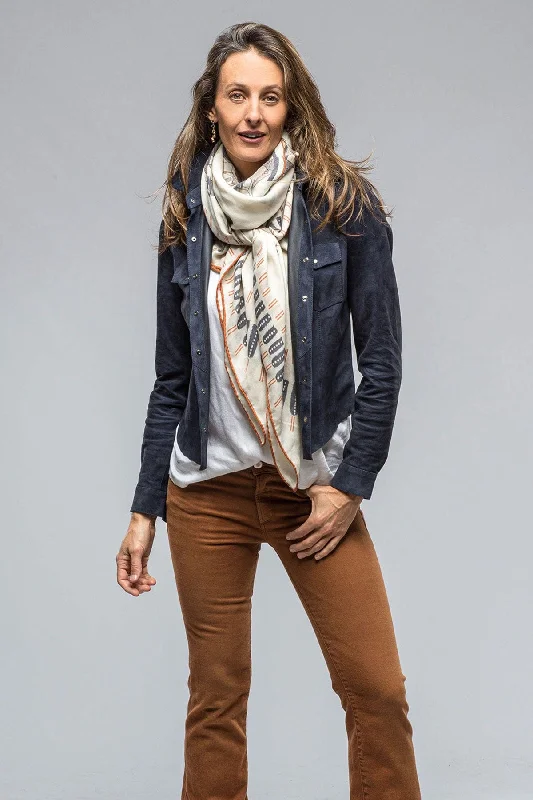 Giulia Suede Snap Shirt in Blu Modern Women's  Modern Women's 
