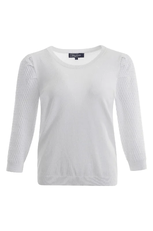 Puff sleeve Viscose Rich Jersey | WHITE | 5735AR Luxurious Women's High - end Luxurious Women's High - end Puff sleeve Viscose Rich Jersey | WHITE | 5735AR Luxurious Women's High - end Luxurious Women's High - end