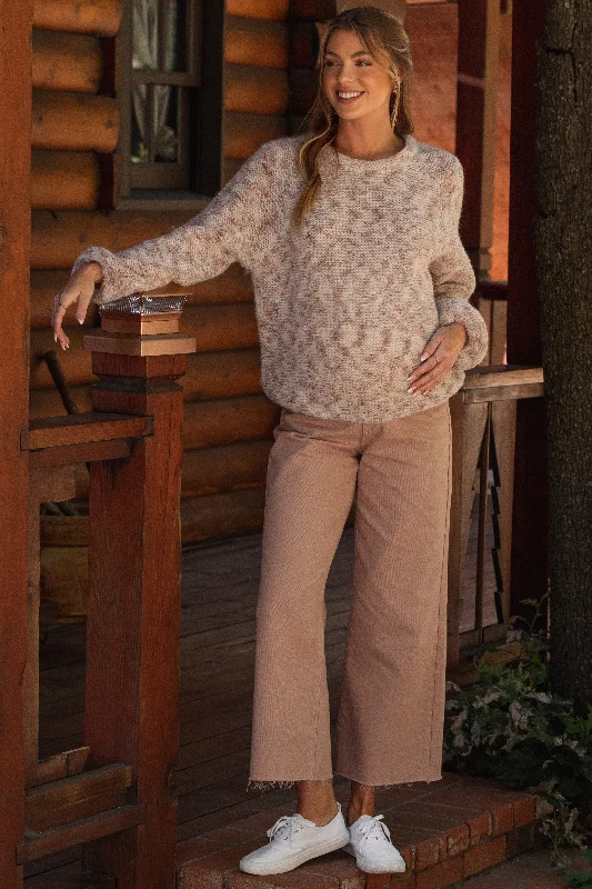 Beige Wide Leg Raw Hem Maternity Jeans Elegant Women's Formal Elegant Women's Formal Beige Wide Leg Raw Hem Maternity Jeans Elegant Women's Formal Elegant Women's Formal