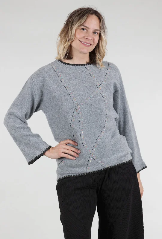 Rainbow Stitch Brushed Pullover, Gray Sporty Women's Tennis Sporty Women's Tennis