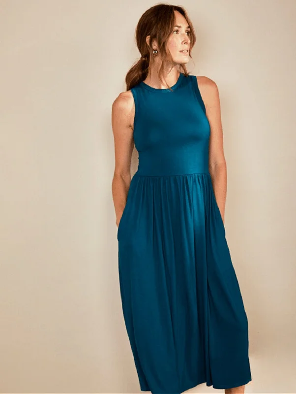 Racer Viscose Back Gathered Dress | Teal Traditional Women's Wool Traditional Women's Wool Racer Viscose Back Gathered Dress | Teal Traditional Women's Wool Traditional Women's Wool