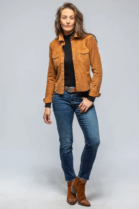 Giulia Suede Snap Shirt in Whiskey Relaxed Women's Beachy Relaxed Women's Beachy